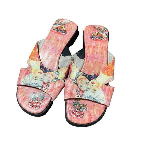 VINTAGE Jeon Women’s Japanese Wearable Art Heeled Sandals Size 6.5 - Picture 3 of 13